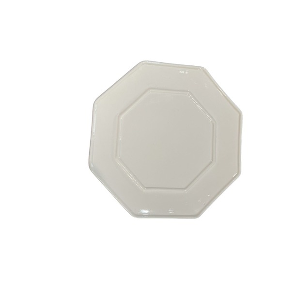 Octagonal White Ceramic Signature Japan Plate Vintage - Picture 1 of 2